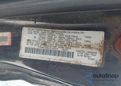 2002 Toyota Tacoma Base V6 из США, поврежденный, VIN 5TEWN72N02Z139979